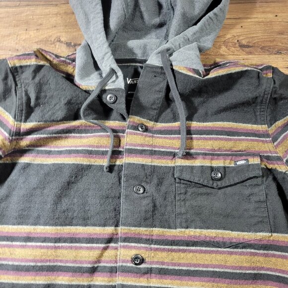 Vans Flannel Shirt Jacket Mens Medium Striped Button Up Long Sleeve Colorful - Picture 3 of 6